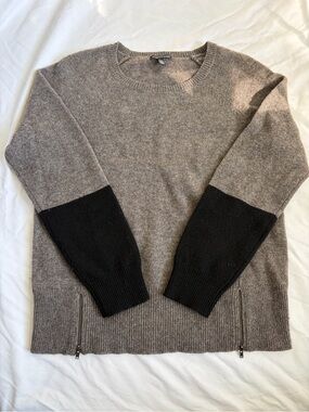 Eileen Fisher Yak Merino Wool Colorblock Side Zip Sweater Medium